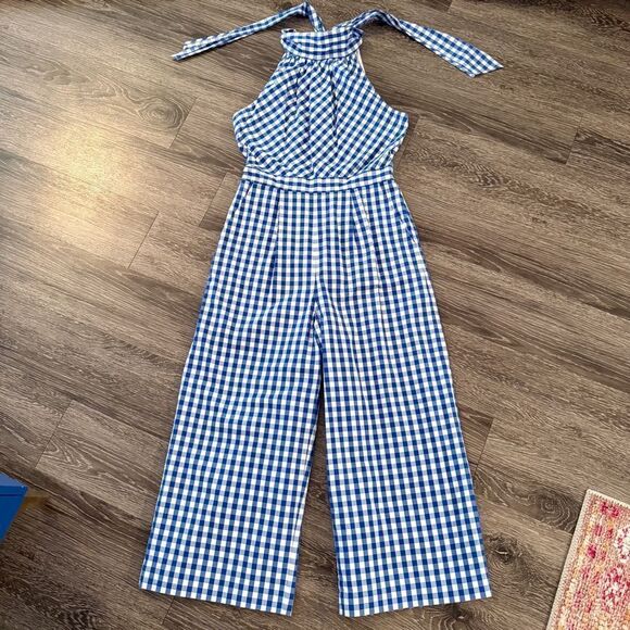 J. Crew Pants - J. Crew High-neck jumpsuit in gingham cotton poplin